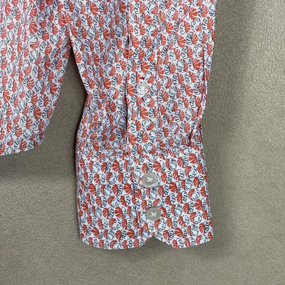 Robert Graham Shirt Mens Large White Orange Leaf Long Sleeve Button Up‎ Adult